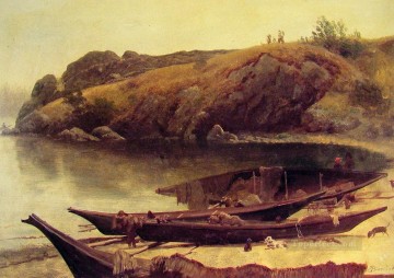 ブルック川の流れ Painting - カヌー アルバート ビアシュタットの風景 小川